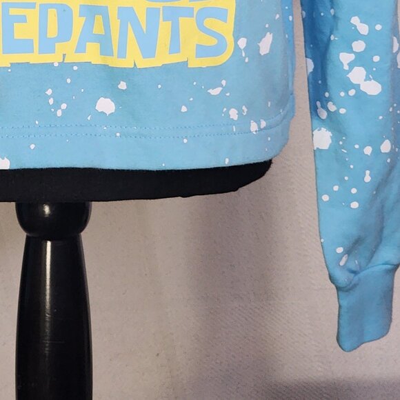 Nickelodeon Spongebob Blue White Snow Splatter Fleece Lined Crop Sweatshirt XXL - Picture 5 of 16